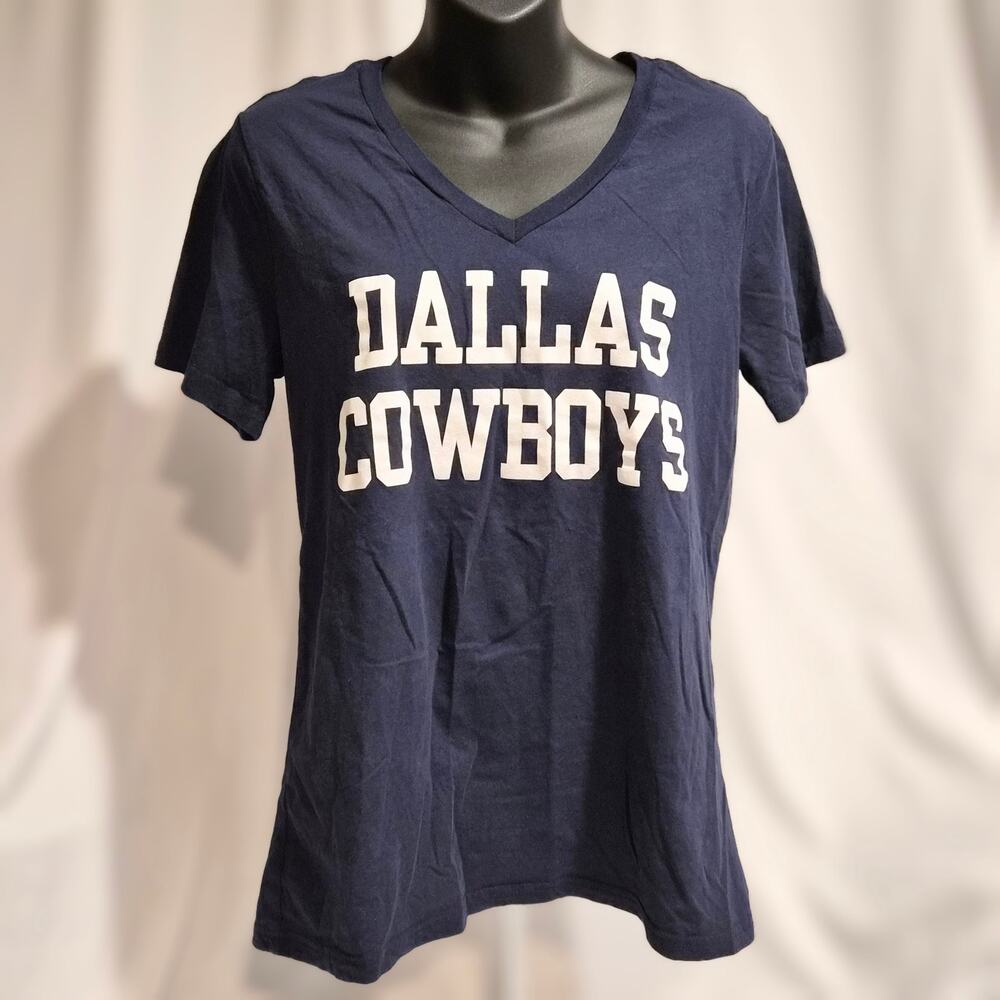 Dallas Cowboys Women's Navy V-Neck Graphic T-Shirt - Size Large